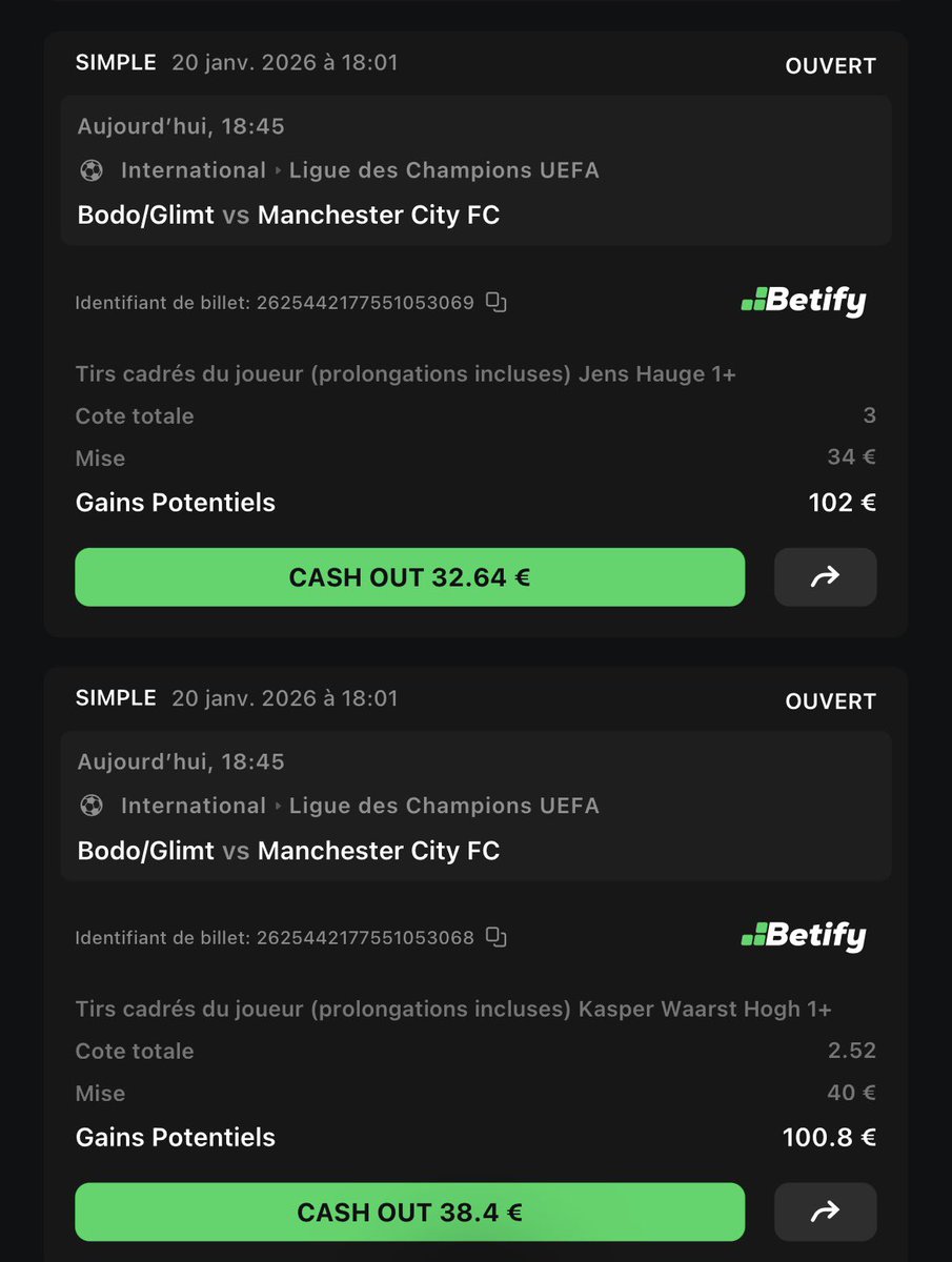 JokerTps's tweet photo. #UCL 🇪🇺

@Glimt - @ManCityFra 

▫️ J. Hauge +0,5 cadré @3.00 • 0,3%
▫️ O. Blomberg +0,5 cadré @4.00 • 0,25%
▫️ K. Hogh +0,5 cadré @2,52 • 0,4%

Pour suivre les tirs cadrés. ⤵️

https://t.co/cs9zyctqIT

Doucement sur vos mises. 🙌🏽 https://t.co/y2jX66bE2Z