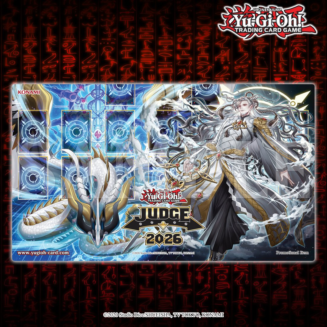 Based on travel costs, registered KONAMI Judges who travel to judge select  in-person Tier 3 events (such as a YCS or WCQ) can get the opportunity to  earn this Mitsurugi Game Mat beginning