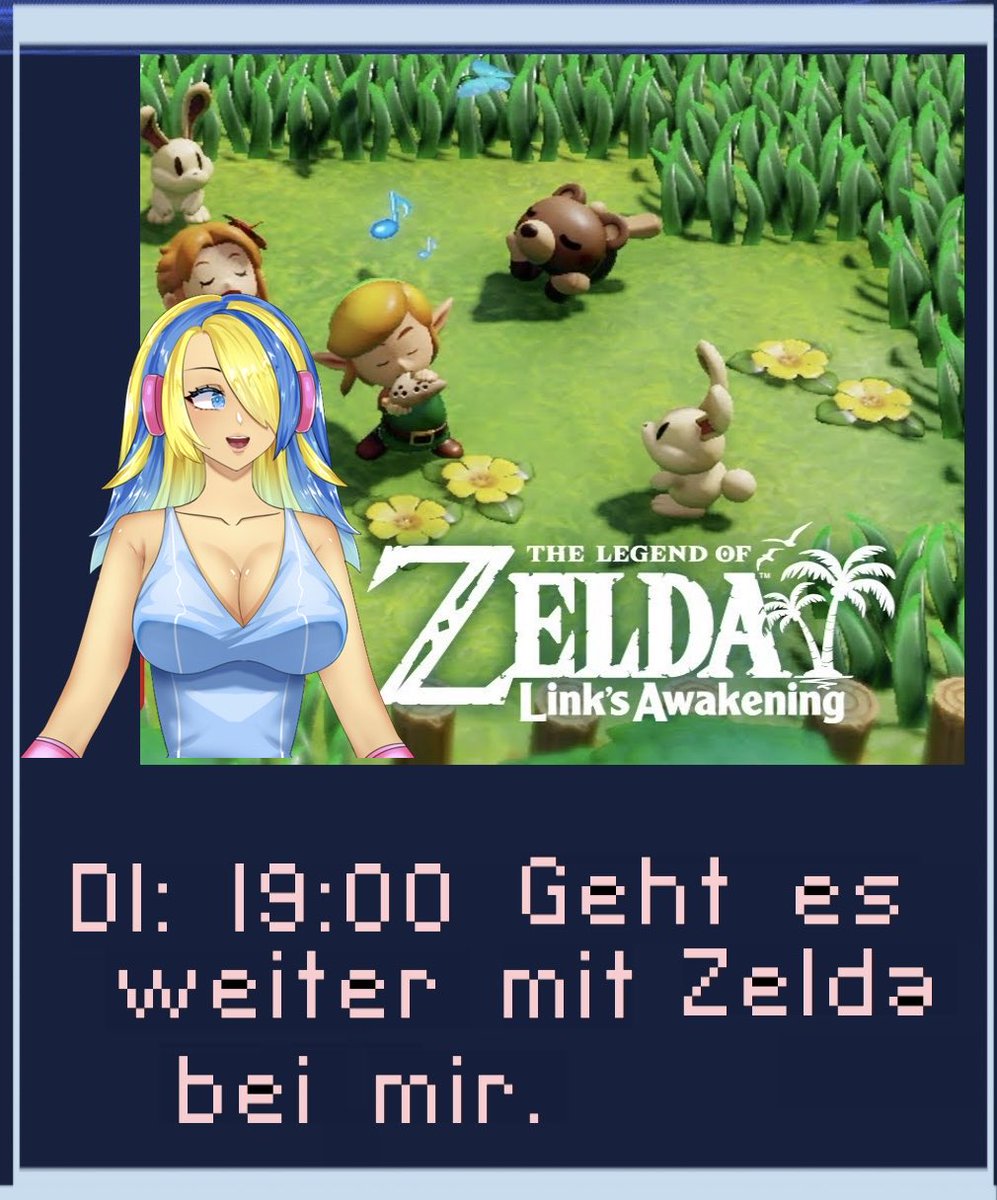 Heyya Pixels🩵

Heute um 19:00 geht es weiter mit Zelda Links Awakening🩵
Schaffen wir es heute durch?
Erstmal erwartet uns Dungeon 8🩵

Twitch.tv/Pixel_gal