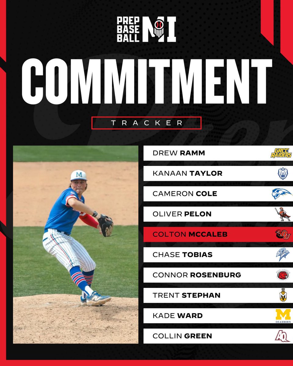 PrepBaseballMI's tweet photo. 𝑴𝒊𝒄𝒉𝒊𝒈𝒂𝒏 𝑪𝒐𝒎𝒎𝒊𝒕𝒎𝒆𝒏𝒕 𝑻𝒓𝒂𝒄𝒌𝒆𝒓

Congrats to the following players on finding their collegiate destination 🔒

See where they are headed ⬇️ https://t.co/6MbgGHEh7a