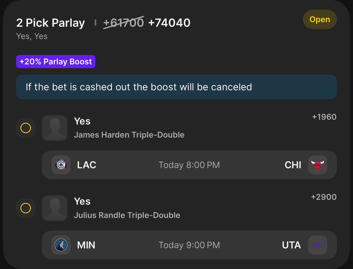 Prophetprops1's tweet photo. Triple Double Parlay ⬇️

$100 to 1 person who ❤️s if we cash

- Harden has recorded a TD in 2/3 games this season w/out Kawhi playing a top 10 team in pace. Chicago is also in the bottom 3rd vs Rebounds & Assists 

- The riskier bet. He recorded a TD in the first matchup this season vs Utah, and was close(ish) in the 2nd matchup. Utah ranks last vs PFs in assists allowed per game, and just 20th vs rebounds. The also play at the 3rd fastest pace in the NBA.