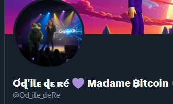 [CHANGEMENT @ EN COURS]
Ok ! On passe @Ariix_france à <a href="/Od_ile_deRe/">Ơɖ'iꙆɛ ɖɛ ʀé 💜 Madame ₿itcoin</a> !
ça va ? 
vous n'serez pas perdus ?
Bisouuus 😘