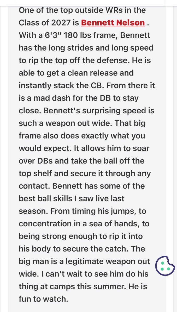 Bennett Nelson ‘27 | WR tweet media
