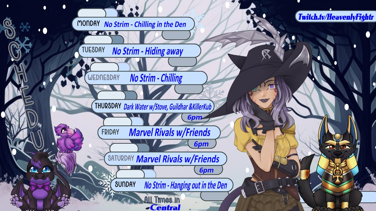 I was going to stream tonight but I got bad news that my aunt passed away this morning. So I am going to take a few days and return on Thursday. Here is this week's small schedule.