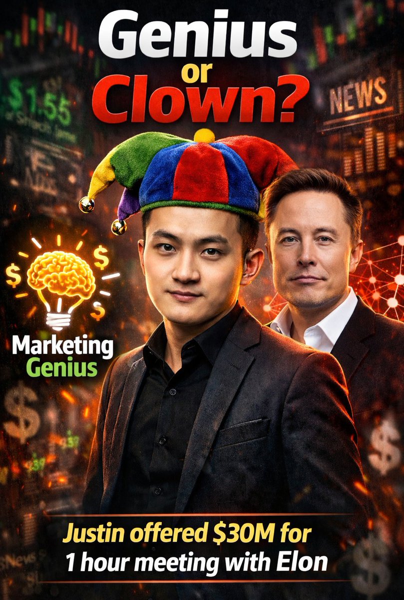 BeyondFiatPonzi's tweet photo. Crypto marketing genius Justin Sun.

Turns noise into attention.
Attention into capital.
Capital into wins.
Love him or hate him, he is marketing god in crypto https://t.co/cRAgp9vE0F