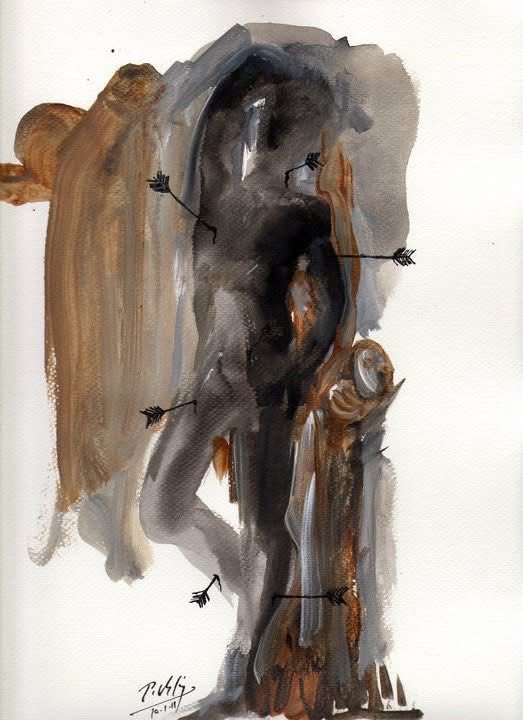 El hombre indolente
(20-I-2011)
Técnica mixta sobre papel