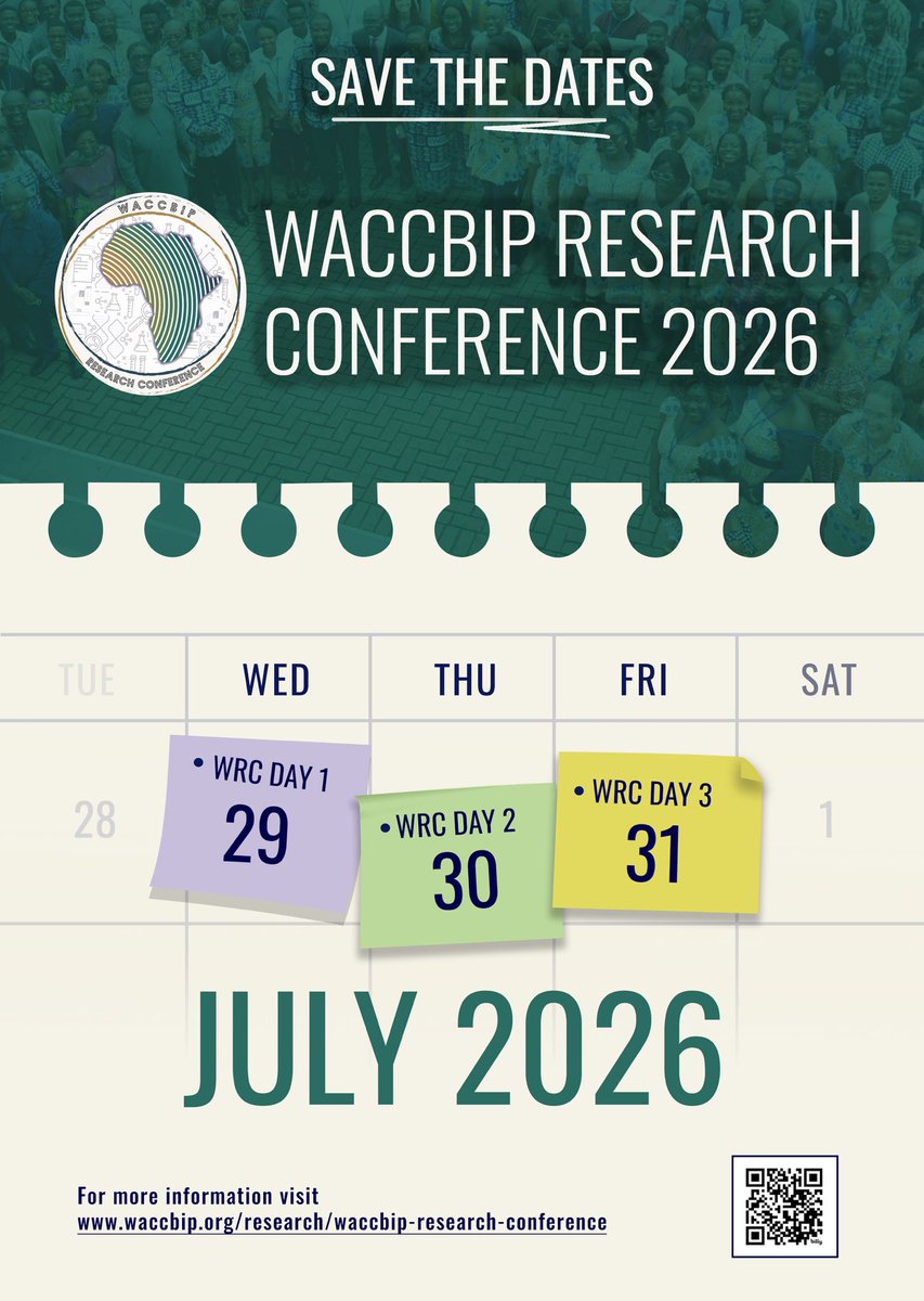 Save the date for the 2026 WACCBIP Research Conference, scheduled to take place from Wednesday, 29 July to Friday, 31 July 2026. The conference will bring together researchers, fellows, and partners to share scientific advances, foster collaboration, and strengthen research