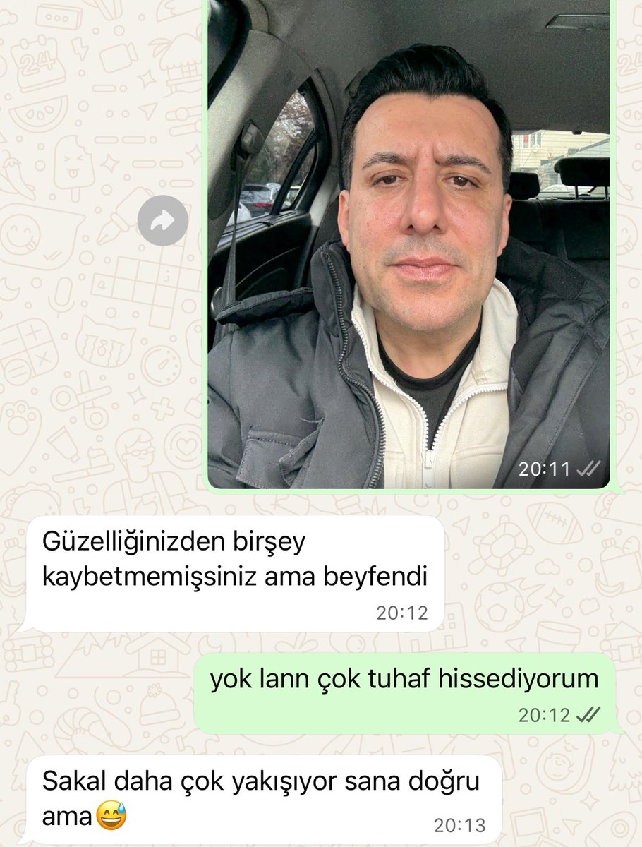 Sakallarımı kestim çok tuhaf bir ruh halindeyim ama küründen yakışmış diyen oluyor örnekteki gibi😅😅😅