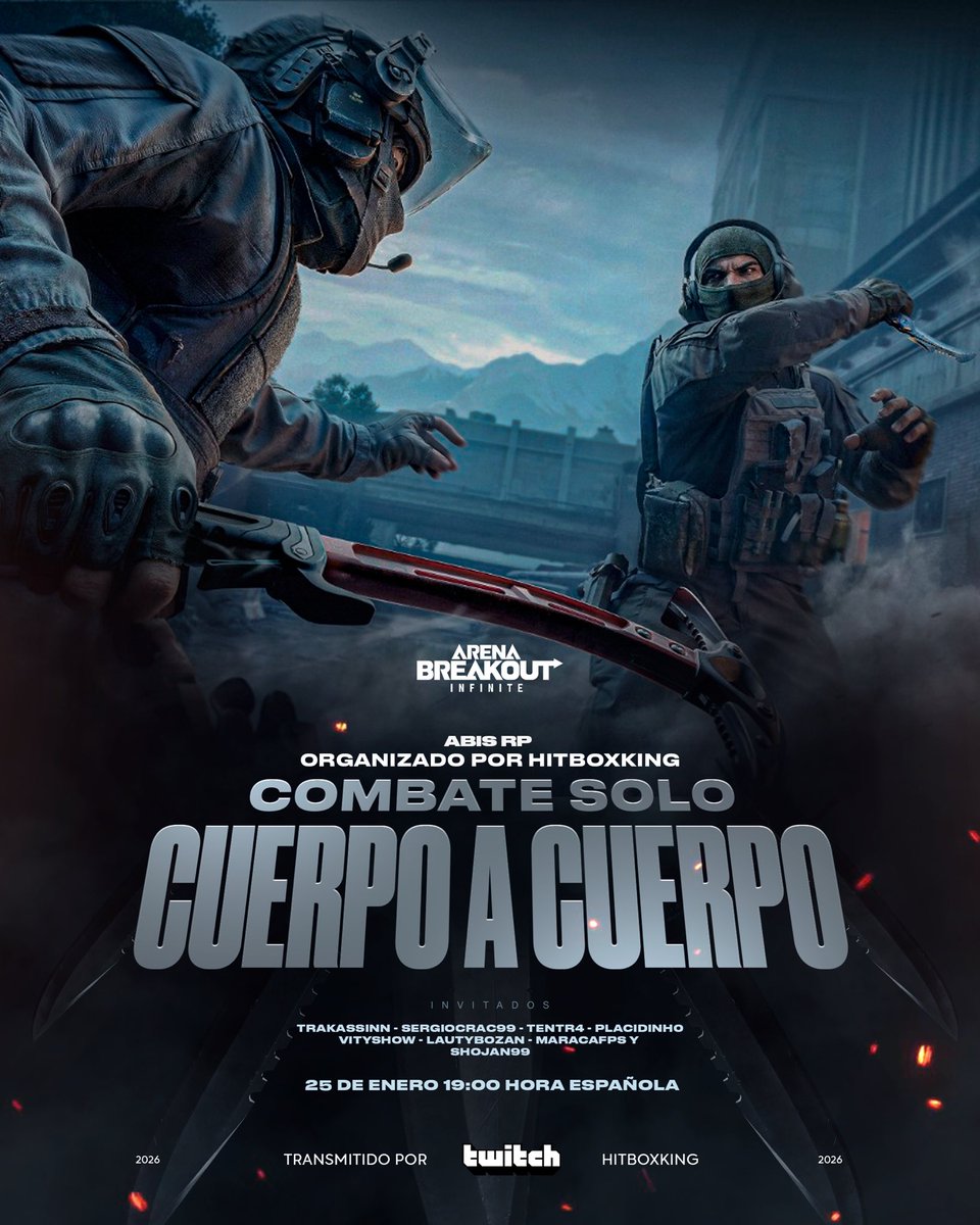Este 25 haremos un torneillo de Arena Breakout con otros streamers en el modo melee que estará muy divertido.

🗓️ 25 de Enero
🕛 19:00