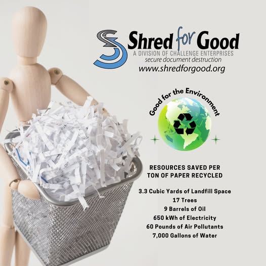 ♻️ Shred Smart. Protect the Planet. 🌎

Did you know secure document shredding is more than a safety measure—it’s a powerful way to protect our environment?

Next time you need to dispose of documents, choose shredding and help keep our world greener.  904.284.9859