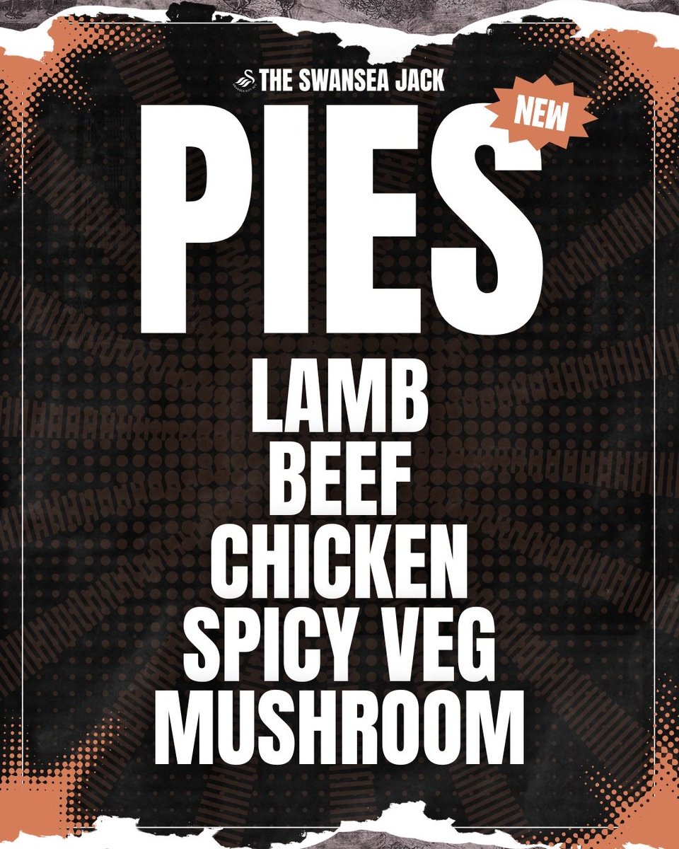 the_swanseajack's tweet photo. NEW PIE FLAVOURS HAVE LANDED 

Lamb
Beef
Chicken
Spicy Veg 
Mushroom

Fresh out the oven and ready to steal the spotlight 😮‍🔥
Which one’s calling your name?

 Tag your pie-loving mate
 The Swansea Jack

#NewPies #PieTime #SwanseaFood #PubFoodUK #ComfortFood #FoodieGram https://t.co/M0J57CNrUJ