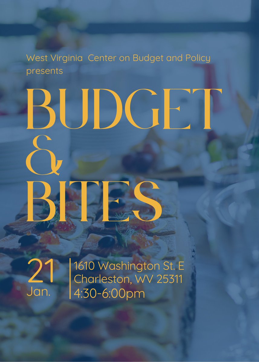As the 2026 legislative session ramps up, join us TOMORROW at our third annual Budget &amp; Bites mixer &amp; happy hour, where we'll be providing our initial analysis of the governor's proposed budget. 

You can purchase your ticket here: votervoice.net/WVPolicy/Surve…