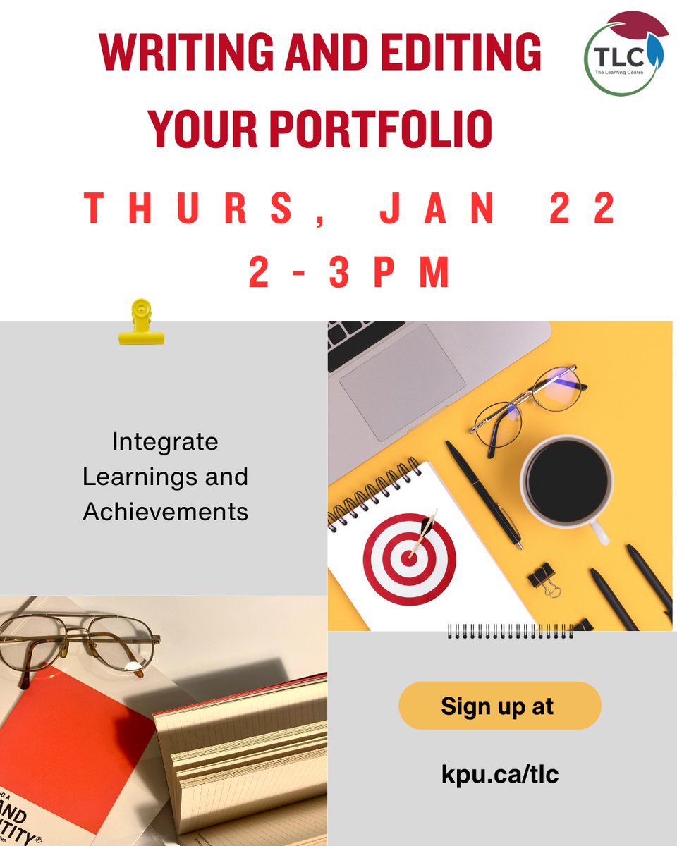 Join this workshop to learn about reflection, how to craft and evaluate your reflective writing, and effective strategies for integrating course concepts. 
Dont forget to sign up at Kpu.ca/tlc