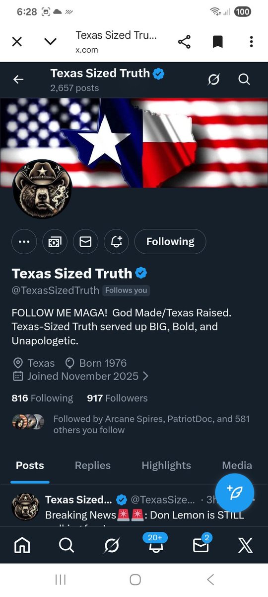 Can we find this unapologetic Texan some new connections, follows back 
<a href="/TexasSizedTruth/">Texas Sized Truth</a> 
F&amp;R
💪🫶💯🇺🇸