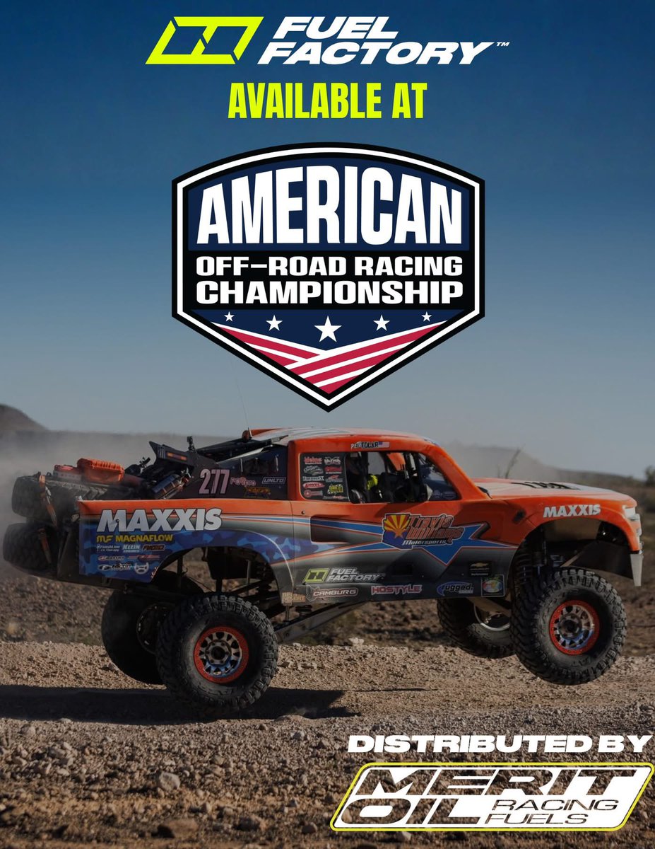 fuelfactoryusa's tweet image. 🏜️FOR IMMEDIATE RELEASE: Fuel Factory Partners with American Off-Road Racing Championship 

Fuel Factory products available for racers onsite at all UNLTD races For inquiries regarding ordering or pricing, please contact Brian Busby at (949) 870-5773 or BBusby@MeritOil.com