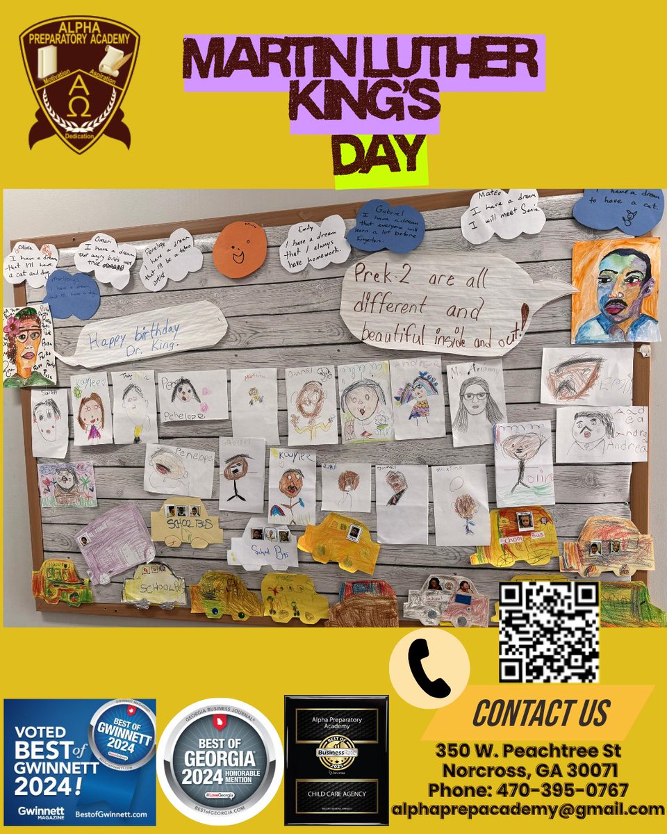 AlphaprepAcad's tweet photo. ✨ Pre-K 2 proudly celebrates Martin Luther King Jr. Day! ✨
Our little artists created beautiful drawings showing that we are all different and beautiful, inside and out. ❤️🌈

#MLKDay #PreK2 #AllDifferentAllBeautiful #AlphaPrepAcademy #DiversityAndInclusion #learningthealphaway https://t.co/9gPTaS2YtE