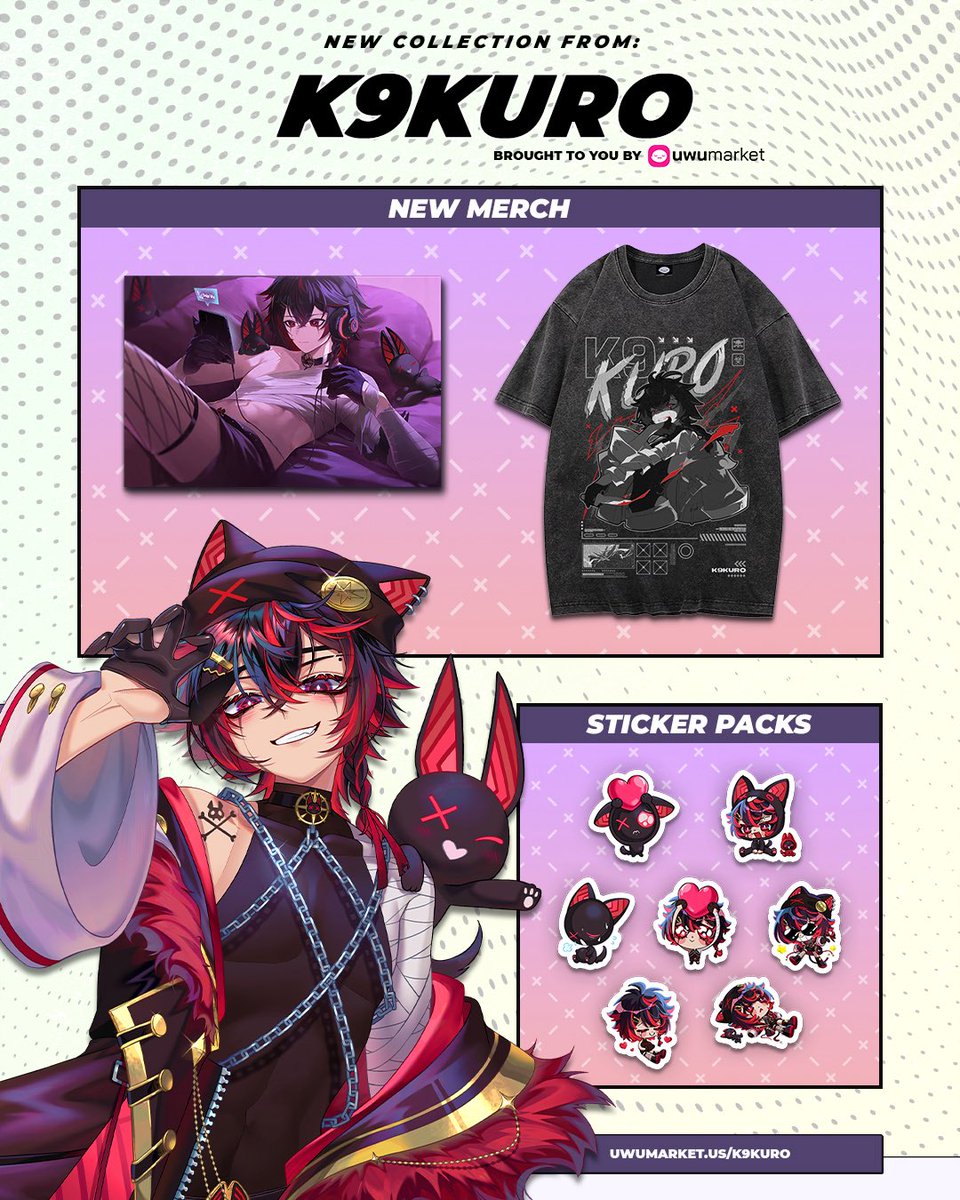 K9_KURO's tweet image. 🔥 NEW MERCH DROP 🔥

A vibey poster, variety sticker pack(including mpreg🫃) AND an AWESOME new SHIRT!!! 💞

Im super happy with how it turned out 🥹
WHAT DO YOU THINK? :3
⬇️⬇️⬇️⬇️⬇️⬇️
uwumarket.us/collections/k9…