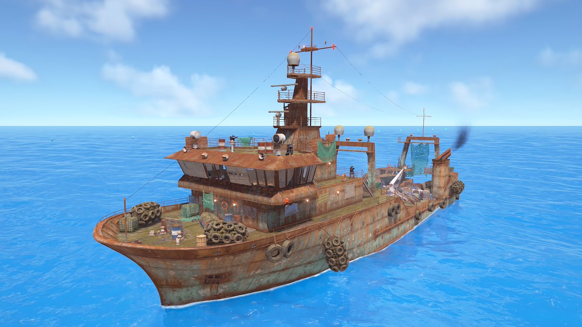 Protox0's tweet photo. Naval Update releases Thursday Feb 5th! Two DLCs incoming: Artist Pack DLC &amp; Boxes DLC (likely Feb &amp; March). Crypt Building Skin also in development, plus a Mortar &amp; 9MM UZI! I'll make new videos as soon new stuff is added to Staging Branch, stay tuned. #Rust https://t.co/pI0bMoKY4w