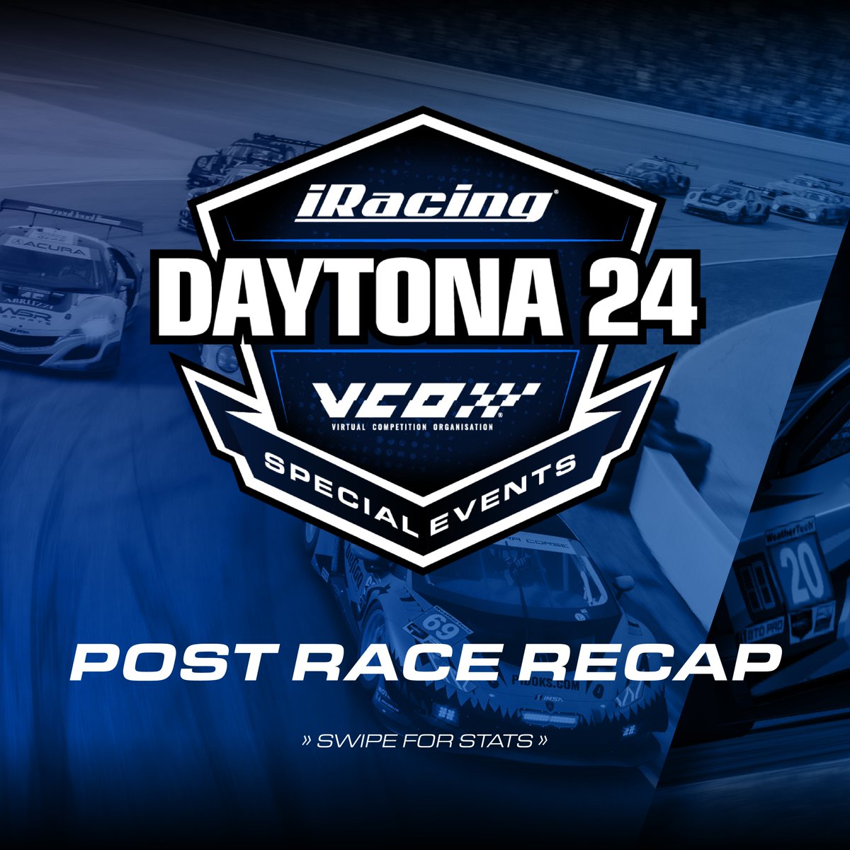 iRacing's tweet photo. An incredible weekend, made possible because of this amazing sim racing community. The 2026 iRacing Daytona 24 is complete and over 21,000 of you showed up to compete!

How did you do in your split? https://t.co/5vLlh3lm59