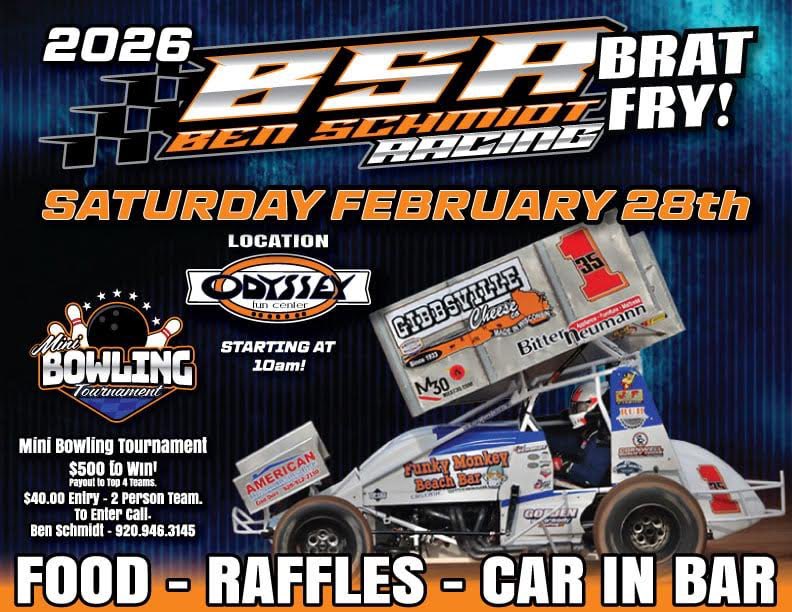 <a href="/plymouth_dirt/">The Plymouth Dirt Track</a> teams have begun scheduling fundraising events to help stay on track during the upcoming 2026 season.

Two-time PDTR 360 Sprint Car champion <a href="/BenSchmidtRacin/">Ben Schmidt</a> is set to hold their annual brat fry-mini bowling event at Odyssey Fun Center in Sheboygan Falls.