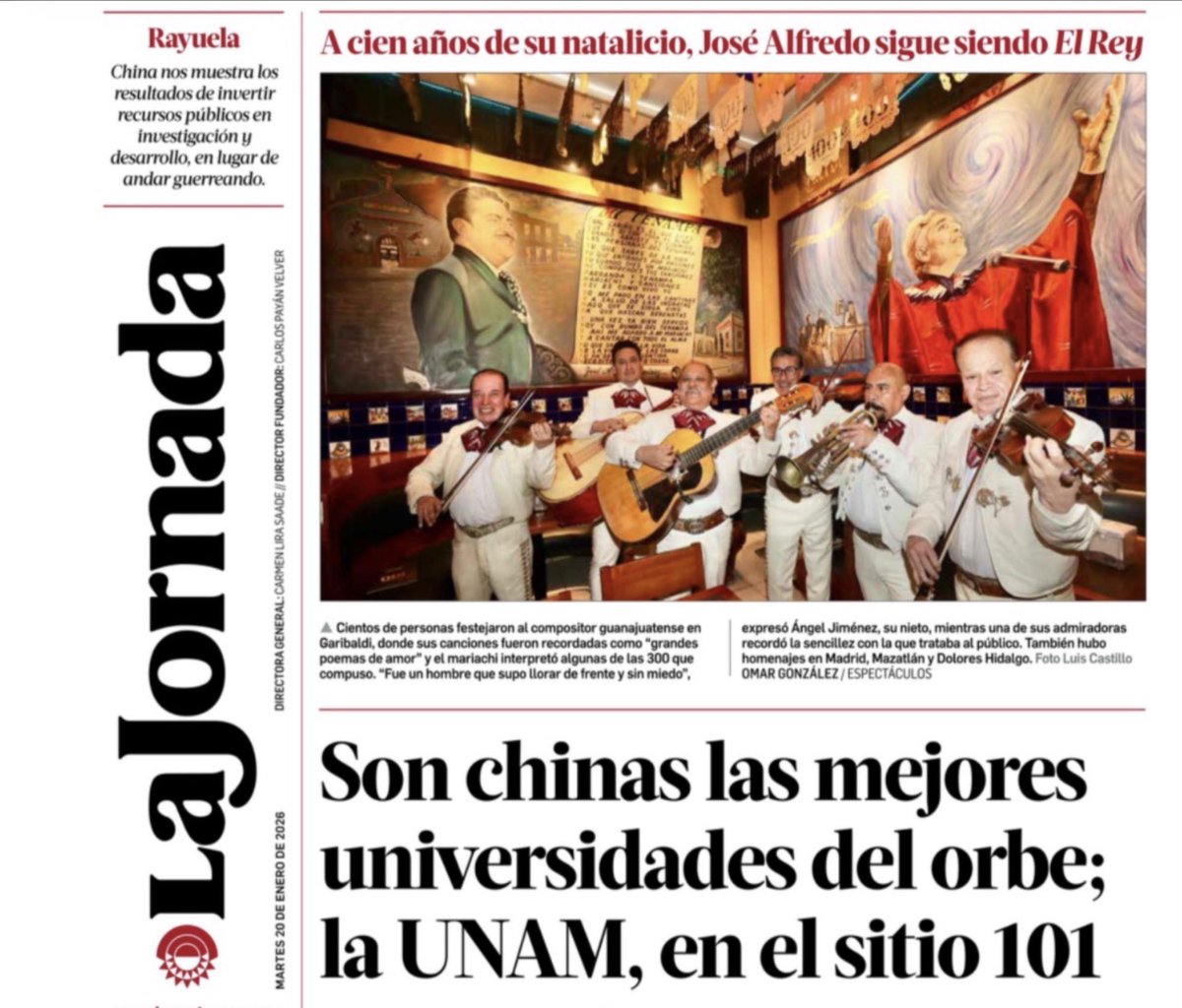 JoseMarioMX's tweet photo. Hace veinte años China tomó una decisión silenciosa y radical: dejar de improvisar su futuro. Apostó por la ciencia como otros apuestan por el petróleo o las armas. Laboratorios antes que discursos. Investigadores antes que slogans. Hoy, cuando un ranking mira solo los hechos —artículos, citas, impacto real— las universidades chinas no aparecen por accidente: aparecen porque alguien planeó, sostuvo y financió.

En México seguimos atrapados en otra lógica. Defendemos a la universidad como símbolo moral, pero la dejamos sola como proyecto de Estado. Talento hay de sobra. Lo que falta es continuidad, inversión, visión. No se puede competir en la liga global de la investigación con presupuestos precarios, reglas cambiantes y una política científica que vive al día.
