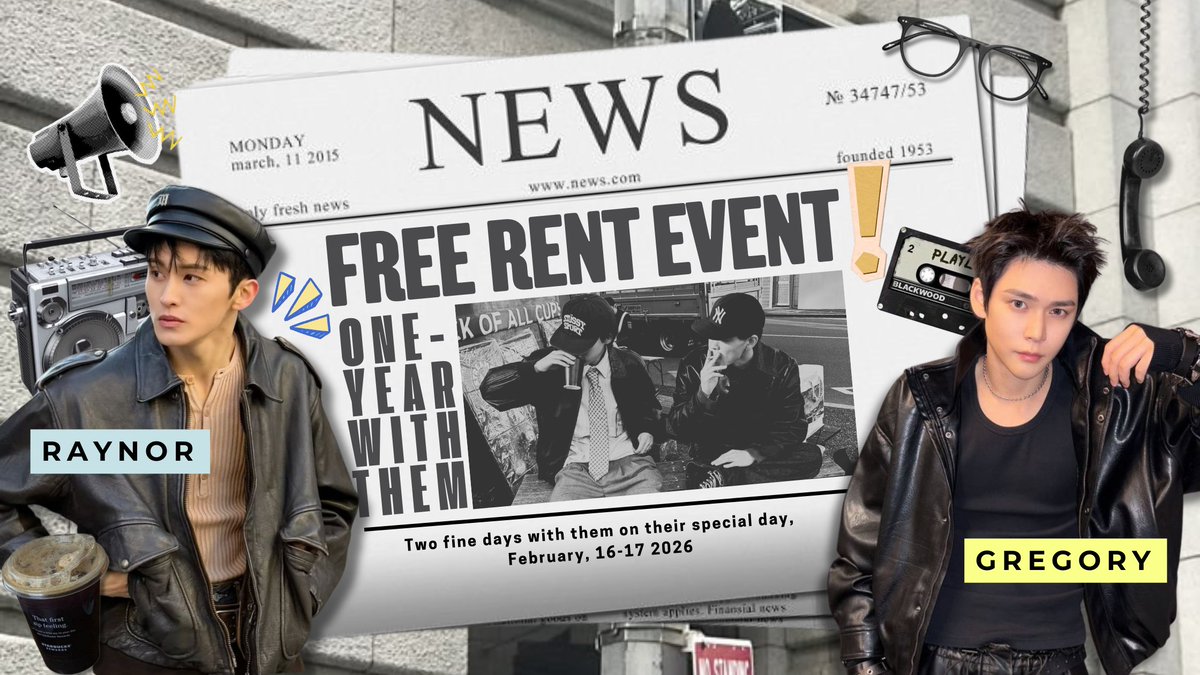 nonabeyi's tweet image. 𝐅𝐑𝐄𝐄 𝐑𝐄𝐍𝐓 𝐖𝐈𝐓𝐇 𝐆𝐑𝐄𝐆𝐎𝐑𝐘 𝐀𝐍𝐃 𝐑𝐀𝐘𝐍𝐎𝐑 #𝟏𝐘𝐄𝐀𝐑𝐖𝐈𝐓𝐇𝐆𝐑𝐄𝐘𝐍𝐎𝐑

Hello, mates! February last year was a fantastic month - your two fabulous men came to give you a lot of love, and now we invite you to join this #1YearWithGreynor event! 📸