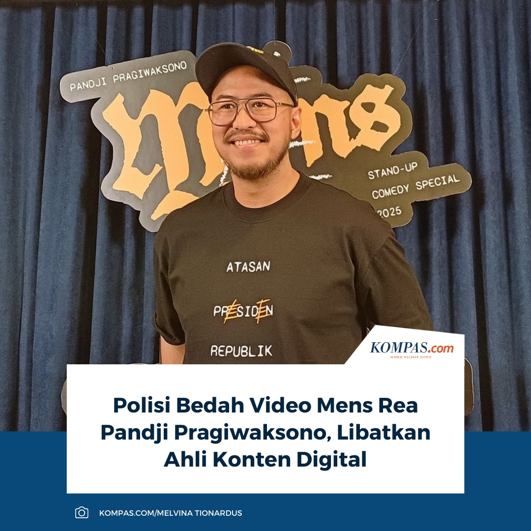 kompascom's tweet image. Polisi membedah video Mens Rea Pandji Pragiwaksono bersama ahli konten digital. Dua pekan berjalan, 10 saksi dan ahli diperiksa dan jumlahnya masih bertambah. Pandji akan dipanggil terkait 3 laporan polisi dan 2 aduan masyarakat.

Baca selengkapnya: megapolitan.kompas.com/read/2026/01/2…

_RKD…