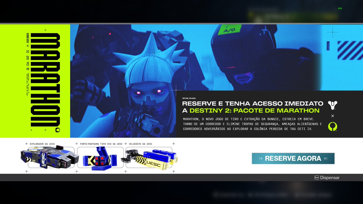 Pra quem reservou o Marathon já vai receber as recompensas no Destiny!