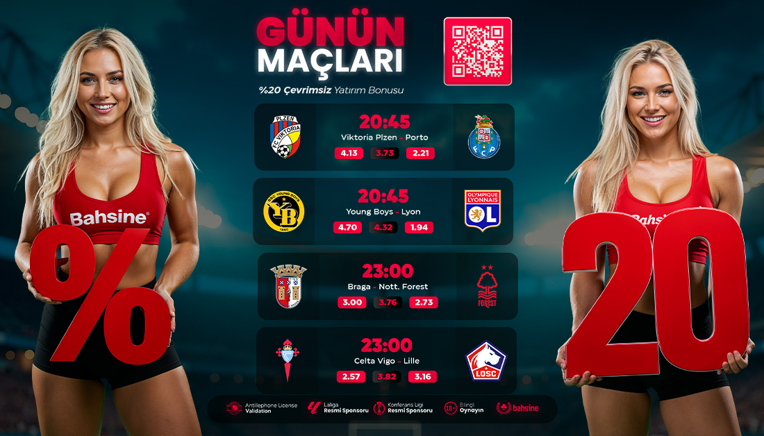 🥳Avrupa sahnesinde mücadele, zaferin yolu!

#bahsine #bahsinegiriş #AvrupaLigi #ViktoriaPlzen #Porto #YoungBoys #Lyon #Braga #NottinghamForest #CeltaVigo #Lille 

👏%20 Çevrimsiz Bonus!

🔥Telegram: bit.ly/bhstelegram
🔥Giriş: bit.ly/bhssosyal