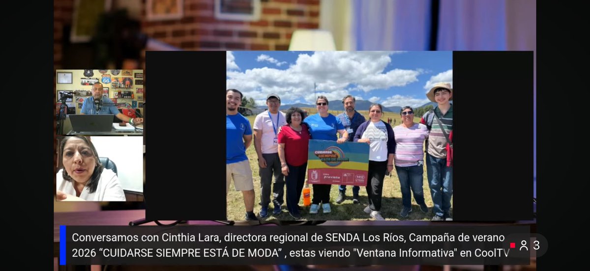 SENDALOSRIOS's tweet image. 📺 Directora regional, Cinthia Lara, está conversando con Jerson López @CoolTV_Valdivia sobre nuestra campaña de verano “Cuidarse Siempre está de Moda” entregando recomendaciones en esta época estival. 

🔴Entrevista en vivo aquí: youtube.com/live/WdjPH4Nbz…