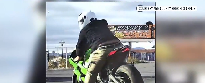 FOX5Vegas's tweet photo. Nye County deputies may have located the motorcyclist who led police on multiple pursuits last year. 

Full Story ➡️https://t.co/dupFbm6gnb https://t.co/DXJfsaqgD3