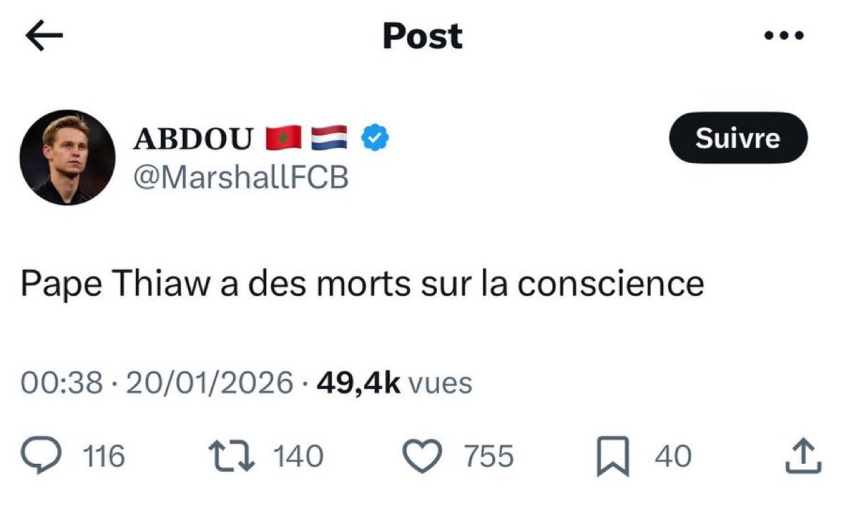 Barhame_MCFC's tweet image. VENEZ TOUS, JE LANCE UNE CAMPAGNE DE DIABOLISATION DE SAUCE INTERNATIONALE À CE FILS DE PUTE QUI A OSÉ INSULTER PAPE THIAW. 

Y’A PAS DE FRERE NI JE NE SAIS QUOI, RENDONS LEURS LA MONNAIE DE LEUR PIECE. 

@MarshallFCB son compte ce fdp
