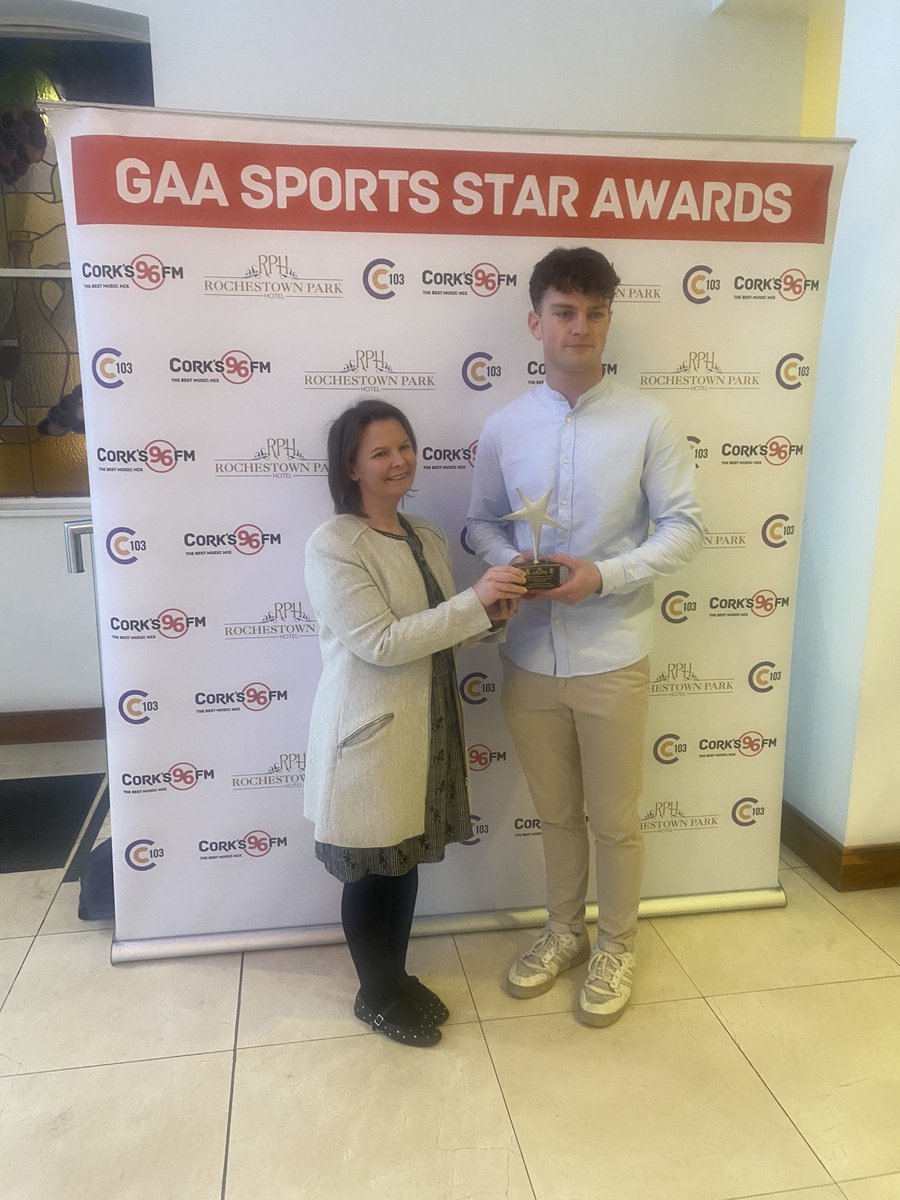 FiFinnymac's tweet photo. Congratulations to @kilbrittaingaa Mark Hickey December winner of @Corks96FM @C103Cork @RochestownPark Sports Star award in recognition of his outstanding contribution to his club’s success 
@OfficialCorkGAA @carberygaa https://t.co/OICesxJzOT