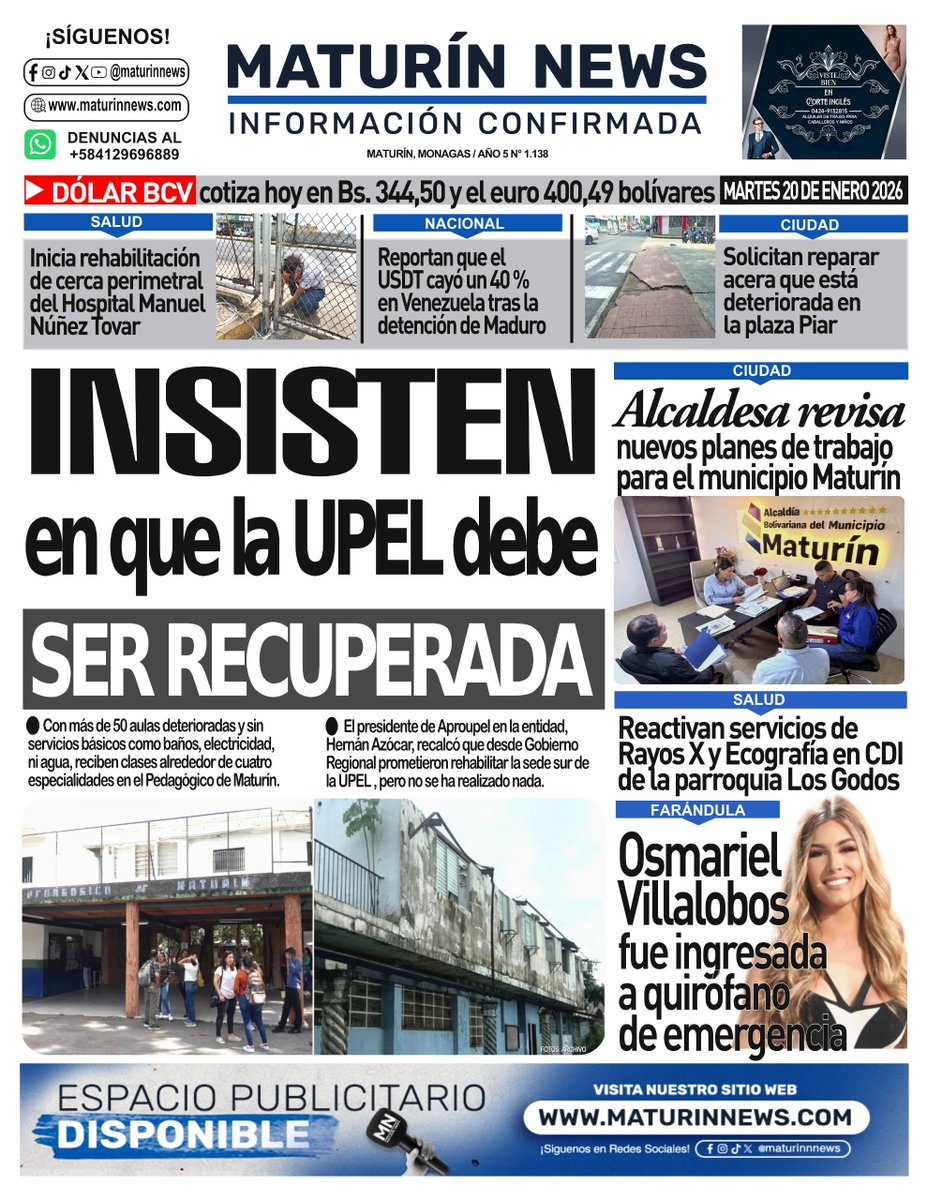 La Universidad Pedagógica Experimental Libertador, sede Maturín (UPEL) enfrenta un grave deterioro caracterizado por aulas en ruinas, biblioteca destruida, carencia de beneficios estudiantiles, grandes limitaciones presupuestarias y salarios precarios. #SOSUniVe