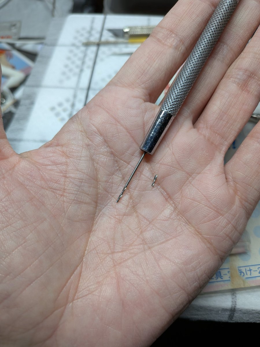 ゴールドシップ
まだ調整必要ですがなんとか自立

自分がガレキ組み立てでいちばん使っていただろう1mmドリルが折れました
ダイソーの安物でしたが割と長持ちした気もします
お気に入りだったのでちょっと残念