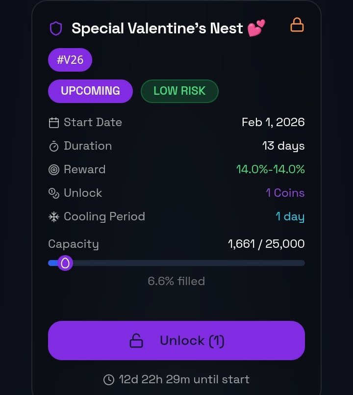 Valentine’s Nest on <a href="/NigeOfficial/">Nige</a> isn’t about flowers or chocolates

      It’s about positioning early, staying patient and letting consistency reward you

Opportunities don’t knock twice in Web3