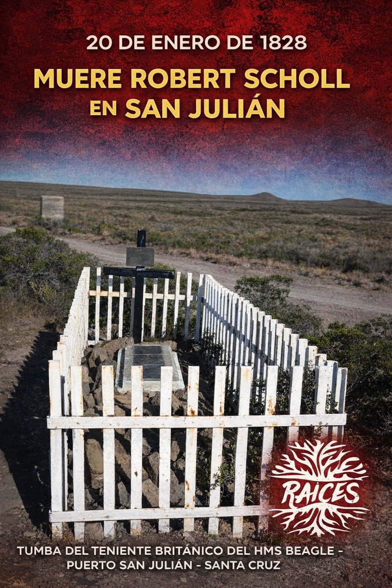 RaicesDigitalSC's tweet image. EFEMÉRIDES | El 20 de enero de 1828 murió el teniente británico Robert Scholl, tripulante del HMS Beagle. Su tumba en San Julián es testimonio temprano de la presencia e intereses británicos en la costa santacruceña. 
🔗facebook.com/share/p/1DDT2A…

#Historia #SantaCruz #RaícesDigital