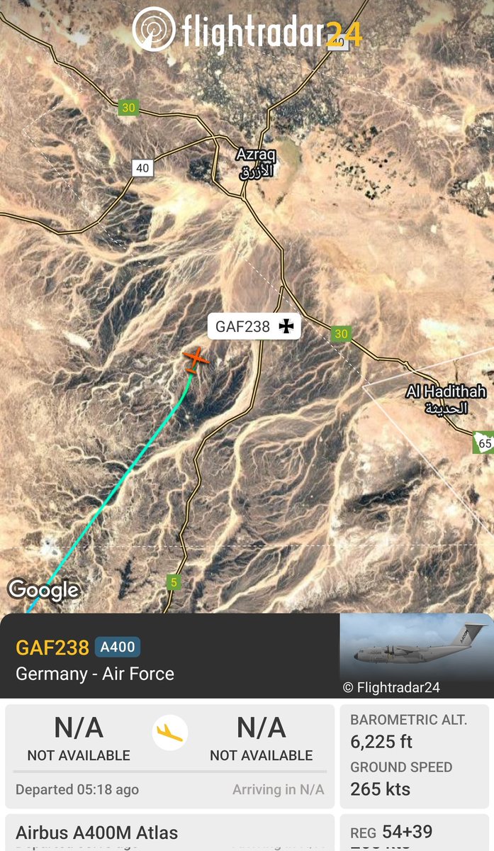 sipjack1776's tweet photo. Germany 🇩🇪
A400M Atlas
#3EAD63/54+39/GAF238
Wunstorf (ETNW)>Muwaffaq Salti (OJMS)
@Borrowed7Time @HusseinSalmanQ @BrennpunktUA https://t.co/4c5ZnCnrqz