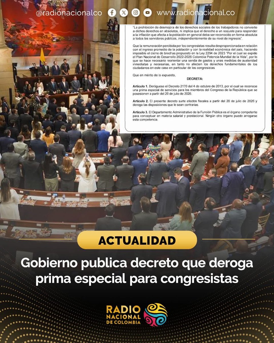 Está de acuerdo con la decisión del presidente <a href="/petrogustavo/">Gustavo Petro</a> de suspender 16 millones de $$ de la prima de servicios a los senadores??  … le parece injusta la medida ? 🤔🤔🤔