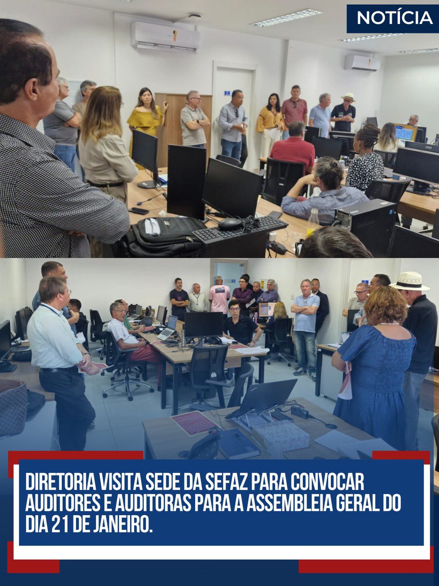 SINDIFISCOSE's tweet image. Diretoria visita sede da SEFAZ para convocar auditores e auditoras para a assembleia geral do dia 21 de janeiro.