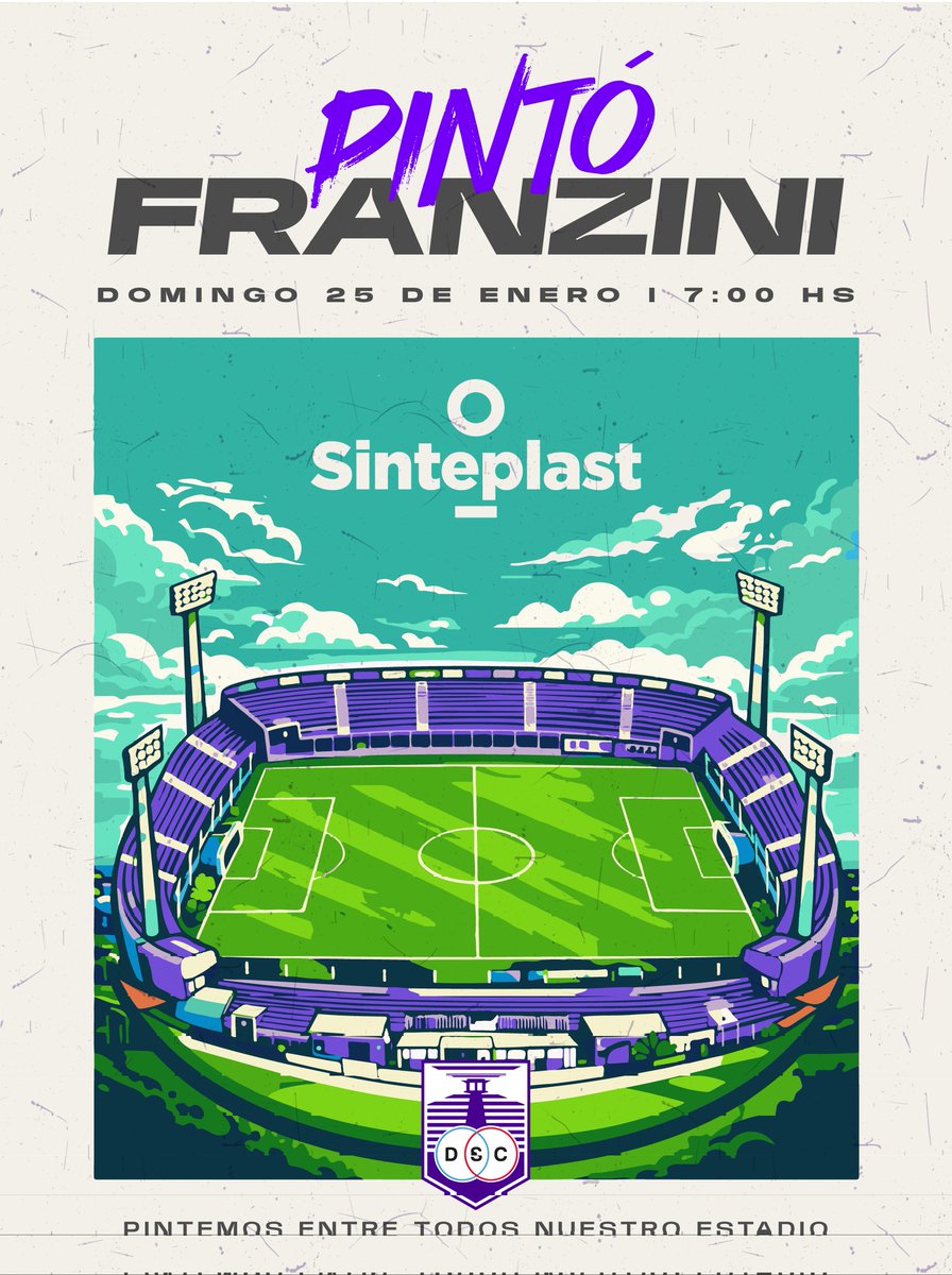 ¡𝙀𝙨𝙩𝙚 𝙙𝙤𝙢𝙞𝙣𝙜𝙤, 𝙋𝙞𝙣𝙩𝙤́ 𝙁𝙧𝙖𝙣𝙯𝙞𝙣𝙞! 🫟

El domingo 25 de enero te esperamos en el Franzini para pintar y relucir las tribunas de nuestro templo violeta.

La jornada comienza a las 7.00 hs.

¡Nuestro estadio, nuestra gente, nuestro orgullo!

#SiempreTuerto