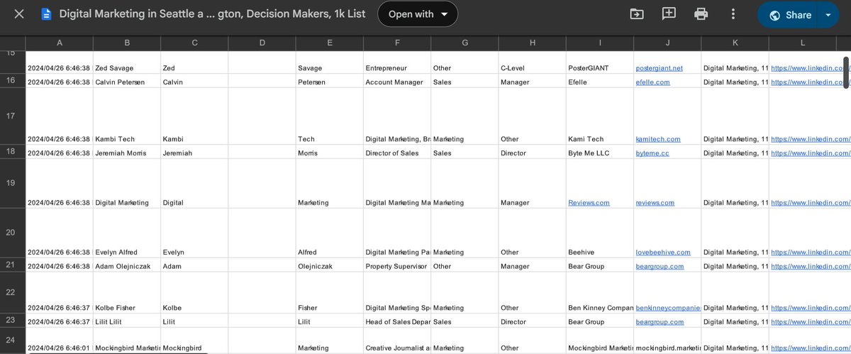 NathanielC113's tweet photo. I have a list of 1,000+ DIGITAL MARKETING DECISION MAKERS IN SEATTLE & ARLINGTON

Verified emails. LinkedIn profiles. Names.

No generic "info@" garbage. No gatekeepers. Just the people who actually sign the checks.

Stop wasting weeks scraping or $1,000 buying dead data.

I’m giving it to you for $0.

Want the list?

- COMMENT "101"
- LIKE + REPOST
- FOLLOW ME FOR DM