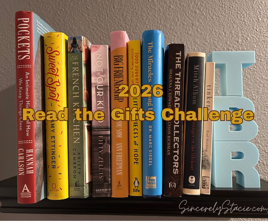 sincerelystacie's tweet photo. I love choosing a #readingchallenge to encourage me to read the books off of my #tbr shelves. My #2026ReadingChallenge is Read the Gifts https://t.co/tQDYJ0zTOK #readingchallenge2026 #ReadtheGifts #toread #booksasgifts #bookrecommendations #books https://t.co/iqCRR7OP4v