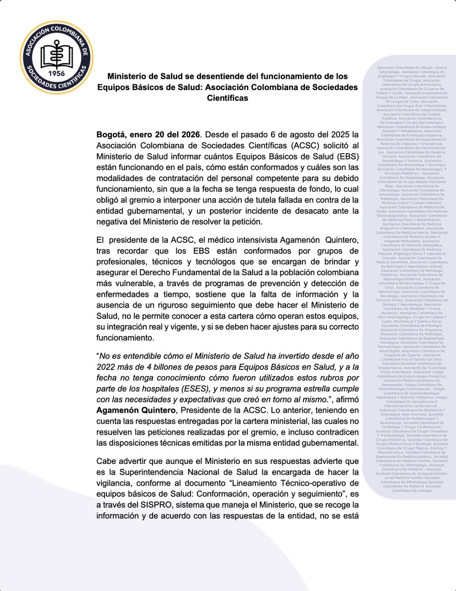Asociación Colombiana de Sociedades Científicas tweet media