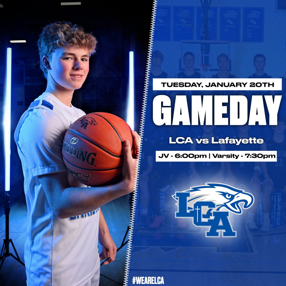 LCAathletics's tweet image. Good luck to our boys basketball team as they host Lafayette!

#WeAreLCA