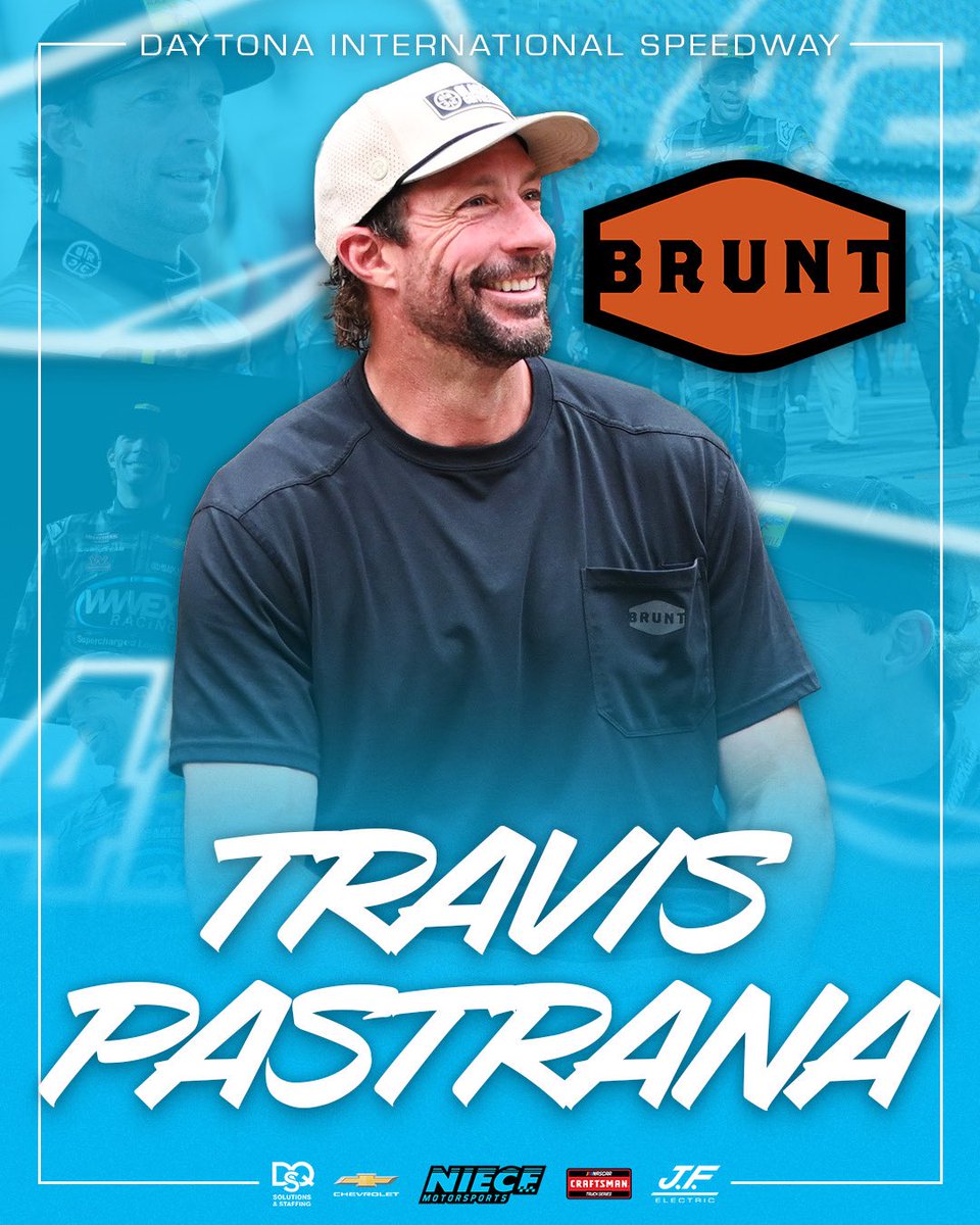 NieceMotorsport's tweet image. NEWS: Lock him in 🔒

@TravisPastrana returns to Niece Motorsports at @DAYTONA in the No. 42 @bruntworkwear Chevy Silverado. 

#PressTheAttack | #TeamChevy
