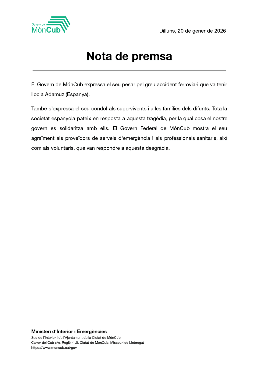 GovernMonCub's tweet photo. Nota de premsa https://t.co/QrQRy3bqn3