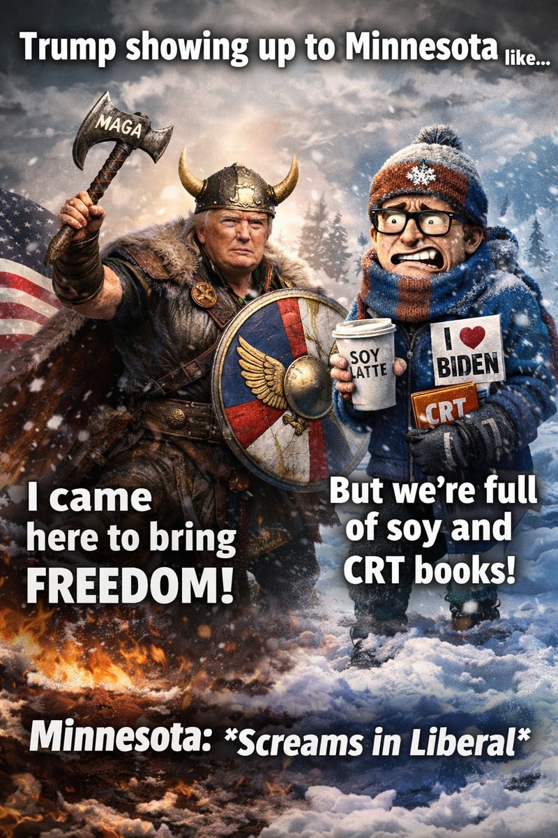 Compbell5's tweet image. 💥Trump vs Minnesota MEME CONTEST ENTRY 🔥
I am dropping my official submission for the #TrumpVsMinnesota competition
Had fun creating this one 😤💥
Let the best meme win 
@tvm159897 @LordDonald001
Check it out 👇