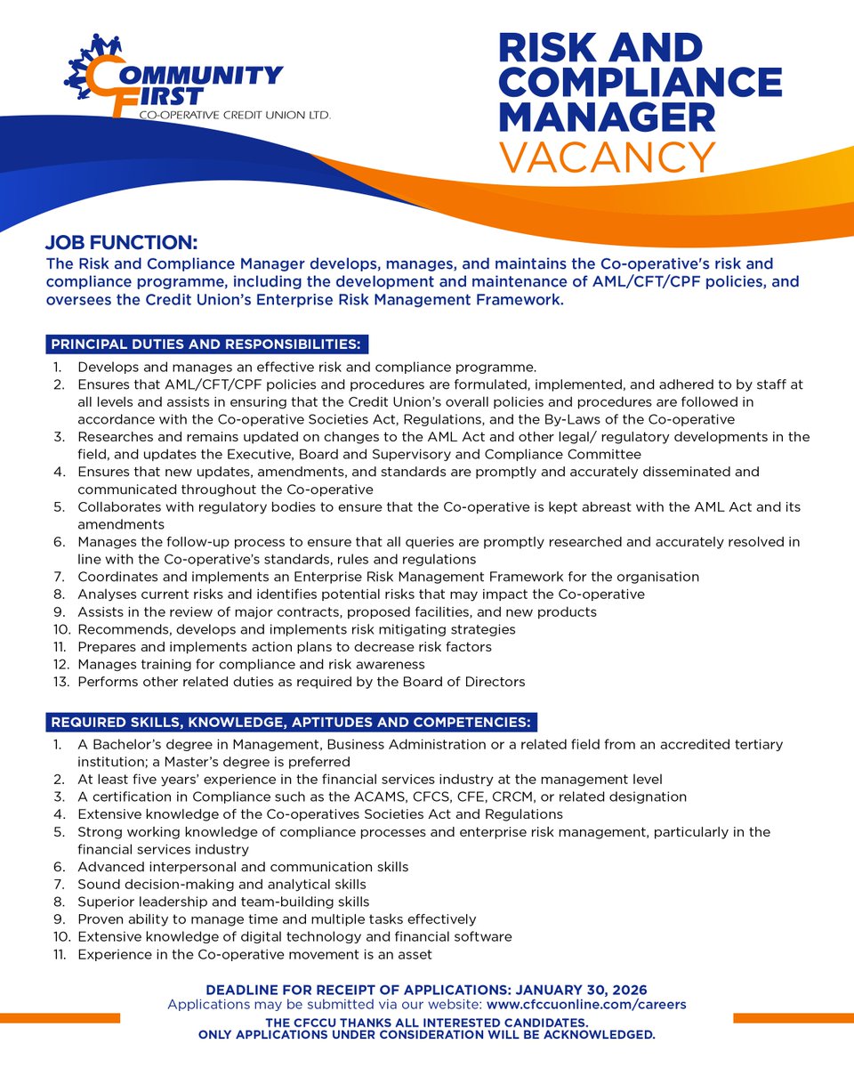 Vacancy! Apply today at cfccuonline.com/careers