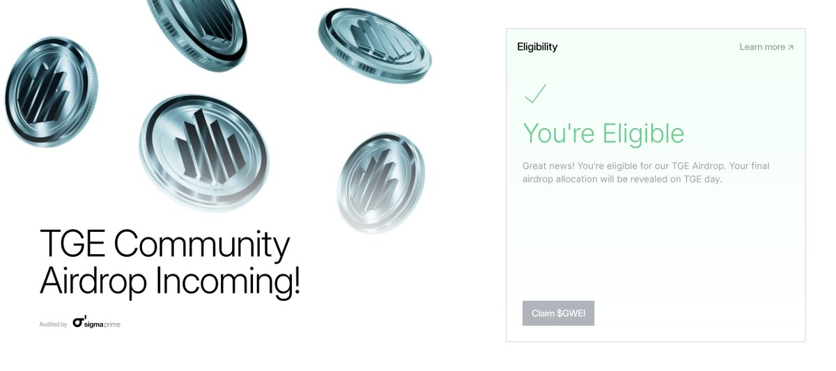 ETHGAS $GWEI エアドロチェッカーが来ました。まだ枚数は確認でませんが、対象かどうかわかります。

✅エアドロチェッカー
ethgasfoundation.org/token/